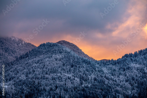 Fototapeta Naklejka Na Ścianę i Meble -  Sunrise in mountains, Bohinj valley, Slovenia