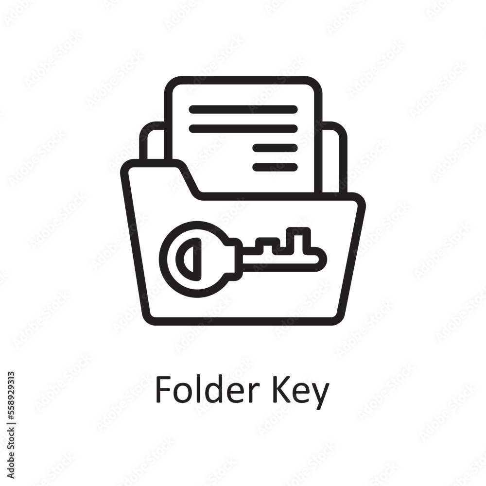 Folder Key Outline Icon Design illustration. Web Hosting And Cloud Services Symbol on White background EPS 10 File Folder Key Outline Icon Design illustration. Web Hosting And Cloud Services Symbol on White background EPS 10 File