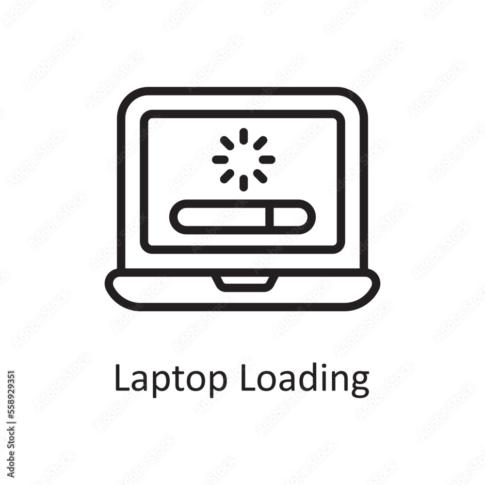 Laptop Loading Outline Icon Design illustration. Web Hosting And Cloud Services Symbol on White background EPS 10 File Laptop Loading Outline Icon Design illustration. Web Hosting And Cloud Services Symbol on White background EPS 10 File