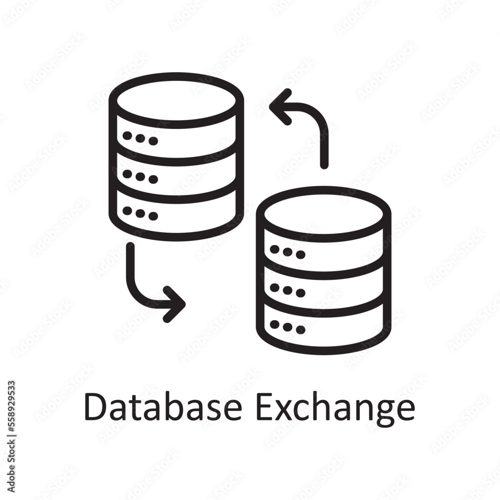 Database Exchange Outline Icon Design illustration. Web Hosting And Cloud Services Symbol on White background EPS 10 File Database Exchange Outline Icon Design illustration. Web Hosting And Cloud Services Symbol on White background EPS 10 File