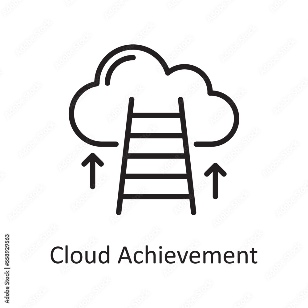 Cloud Achievement Outline Icon Design illustration. Web Hosting And Cloud Services Symbol on White background EPS 10 File Cloud Achievement Outline Icon Design illustration. Web Hosting And Cloud Services Symbol on White background EPS 10 File
