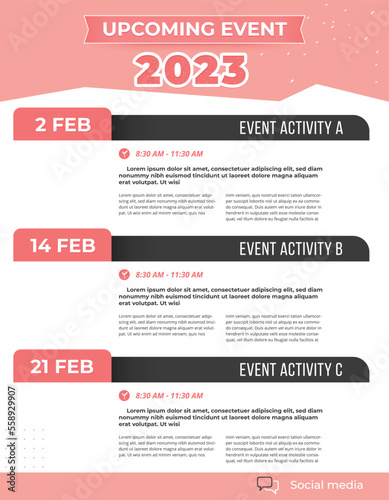 Upcoming monthly event schedule flyer poster template.
