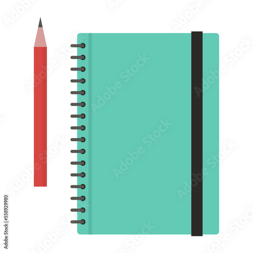 Notebook and drawing pencil isolated
