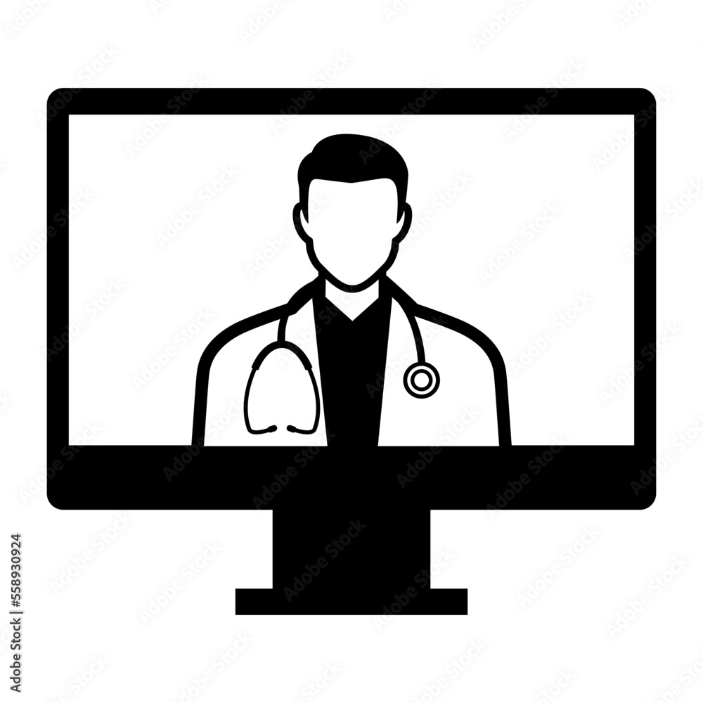 Online doctor and telemedicine icon Online doctor and telemedicine icon