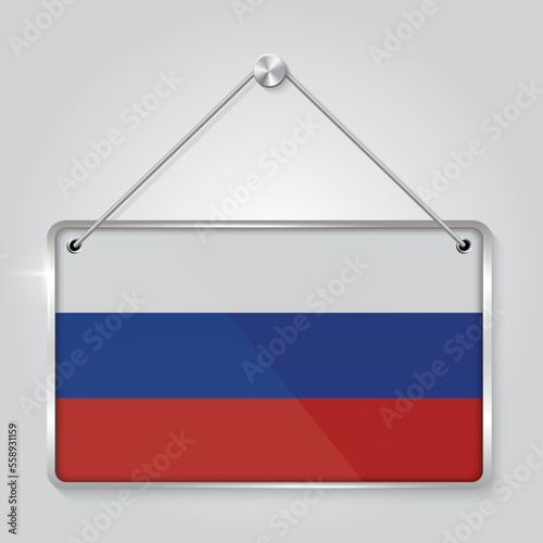 Flag of Russia. The symbol of the state in the pennant hanging on the rope, rectangle hanging. Vector Illustration EPS10.	
