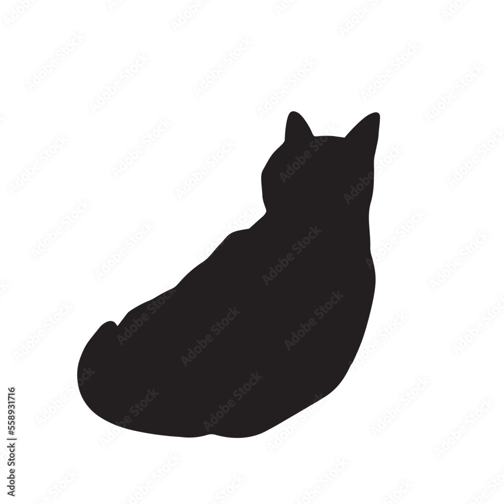 Obraz premium ゴロンと寝転ぶ猫のシルエットイラスト