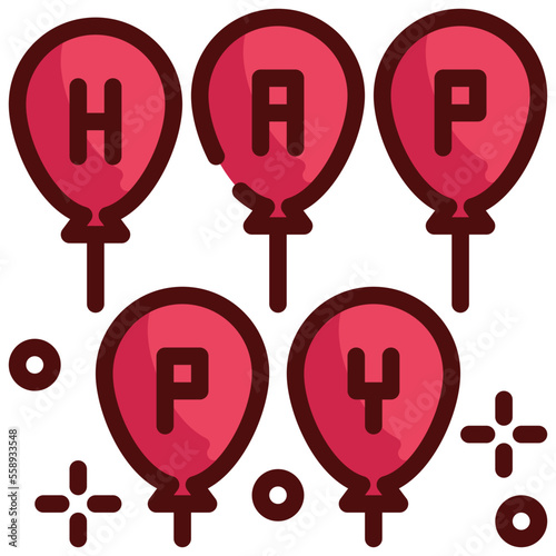 happy balloon fly party fun icon filled outline