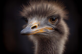Close up ostrich portrait, generative ia