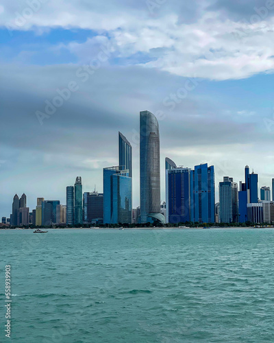 Morning winter view of Beautiful City of Abu Dhabi taken during morning, winter from marina backwater UAE