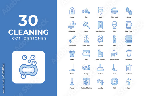 Cleaning icons set vector design