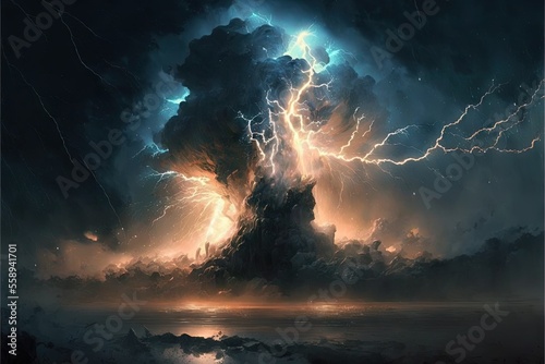 a large cloud with lightning coming out of it's center of it's atmosphere.