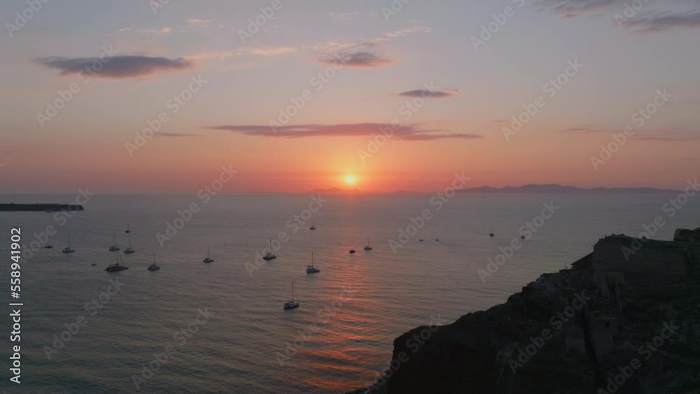 Sunset seen from Santorini island, Greece Sunset seen from Santorini island, Greece