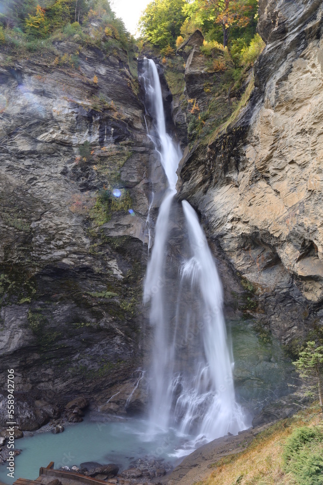 View on a waterfall on Switzerland