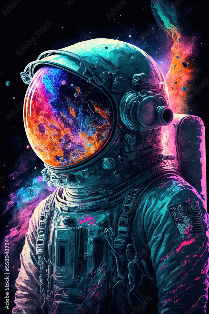 Astronaut in Space, trippy, vibrant Astronaut in Space, trippy, vibrant