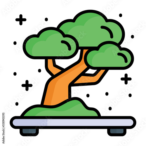Bonsai tree vector design in trendy style