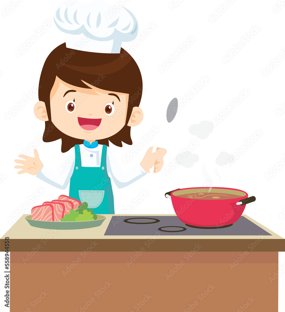 Cooking children girl Little kid making delicious food professional chef Cooking children girl Little kid making delicious food professional chef