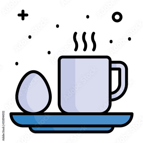 Vector design of tea cup with boiled egg  denoting breakfast icon