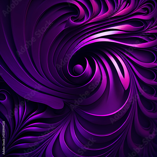 Vibrant purple background of 3d shapes and swirls