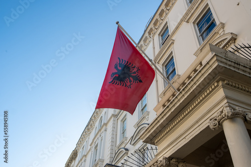 London- Albanian flag on embassy of the Republic of Albania Consular and Visa Office photo