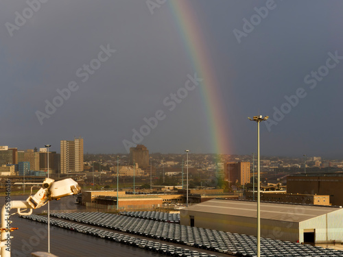 double rainbow in port elizabeth harbour after raining