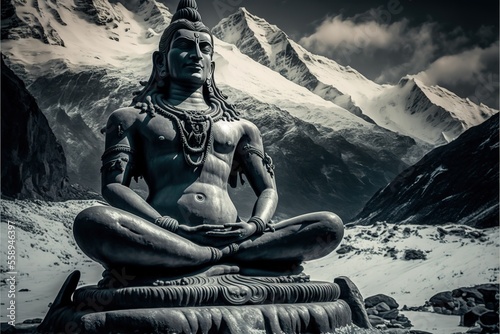 Hindu God Shiva Sculpture Generative AI