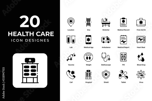 Health care icons set vector design