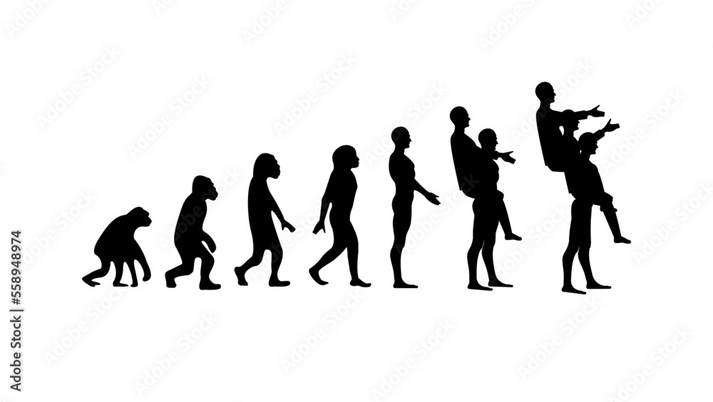 Human evolution theory silhouette