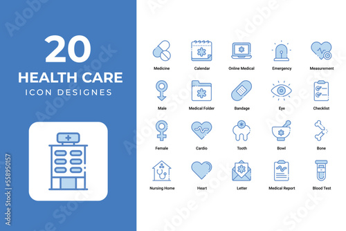 Health care icons set vector design