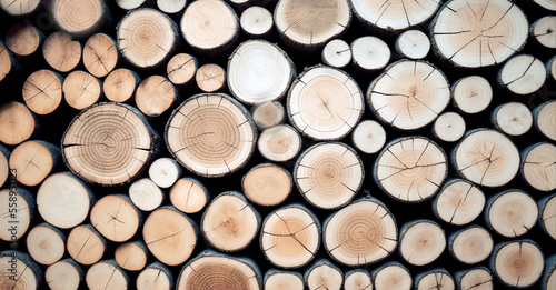 stack of firewood  wood log generative ai texture backdrop