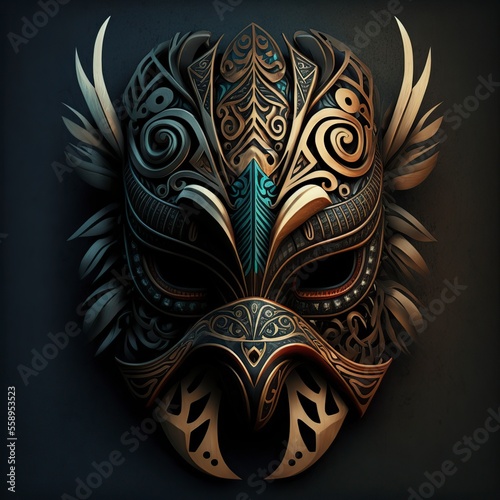 illustration of Tribal Mask. AI generated image. Digital art