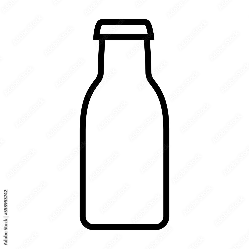 Milk bottle icon line isolated on white background. Black flat thin icon on modern outline style. Linear symbol and editable stroke. Simple and pixel perfect stroke vector illustration Milk bottle icon line isolated on white background. Black flat thin icon on modern outline style. Linear symbol and editable stroke. Simple and pixel perfect stroke vector illustration
