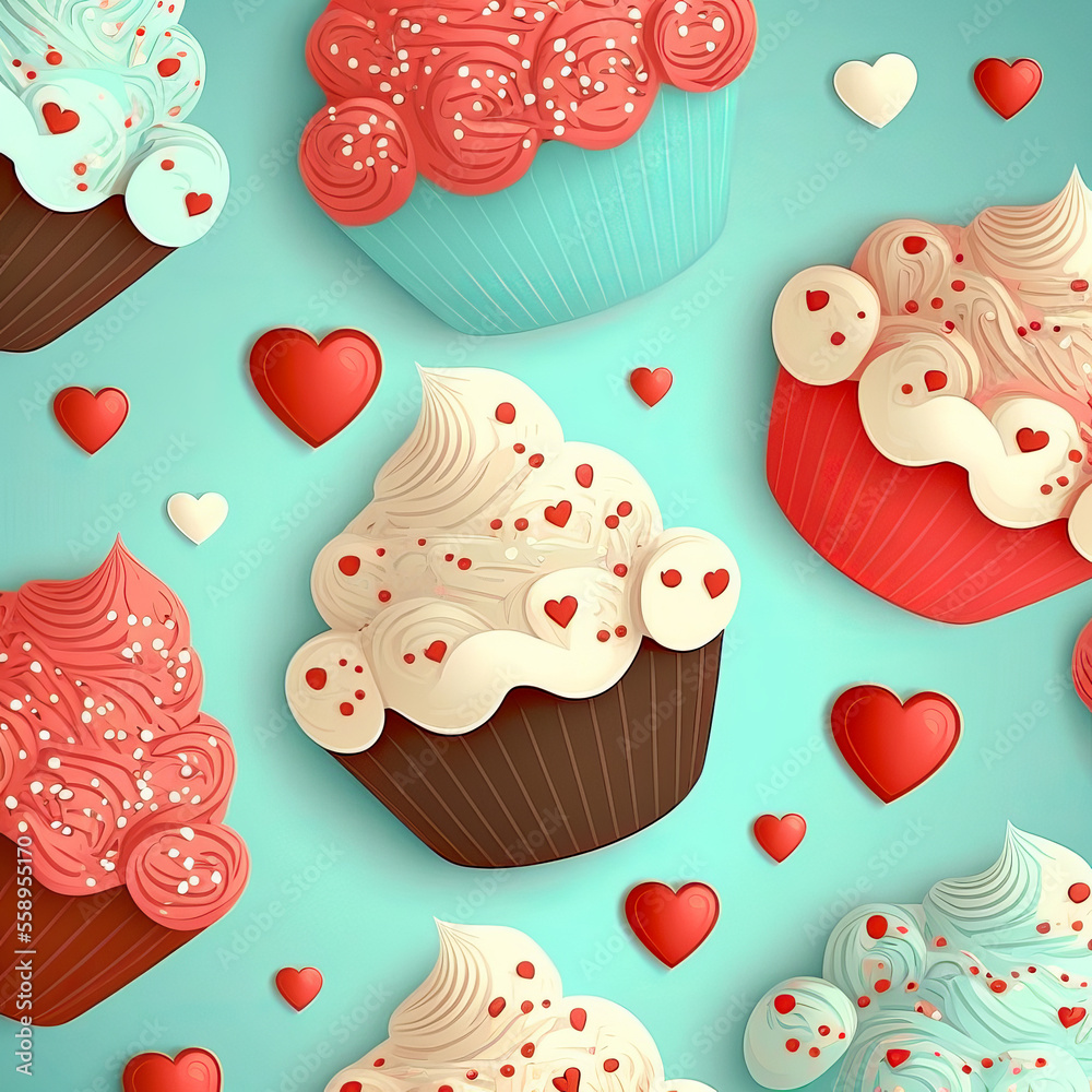 Fototapeta premium Valentines Day Sweet Patterns for Designers