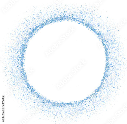 Blue glitter hand-drawn circle frame