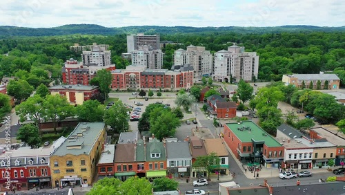Aerial scene of Dundas, Ontario, Canada on a summer day 4K