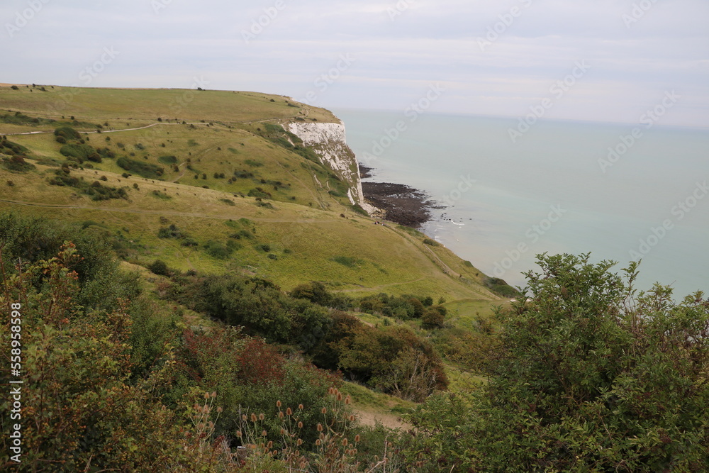Hiking at White cliffs of Dover by the sea, England United Kingdom