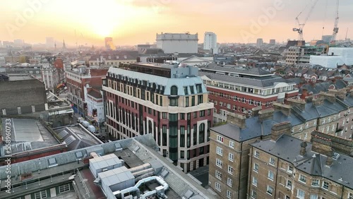 London city center aerial drone view, 4k, United Kingdom