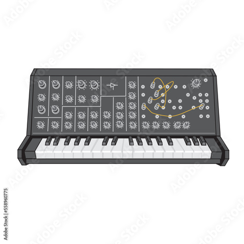 Korg MS-20 Korg Polysix Metal Gear Solid: The Legacy Collection Korg Mono, Poly Sound Synthesizers, Arp Instruments, piano, digital Piano, midi. Vector Illustration on isolated white background.