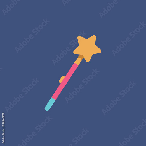 Vector illustration of icon toy magic wand with star for kids.
