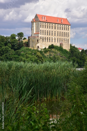 Plumlov Castle above the pond photo