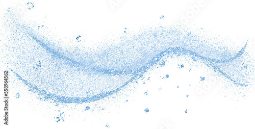 Blue glitter hand-drawn abstract line curve