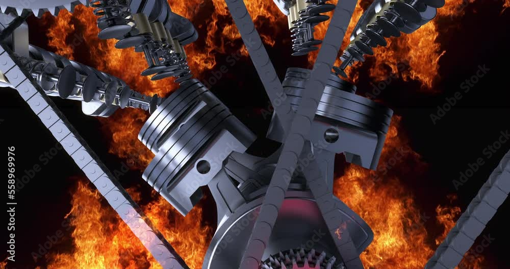 Video „V8 engine working. Valves, pistons and crankshaft. Fuel