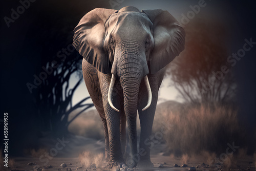 Portrait of an African Elephant on the savannah
