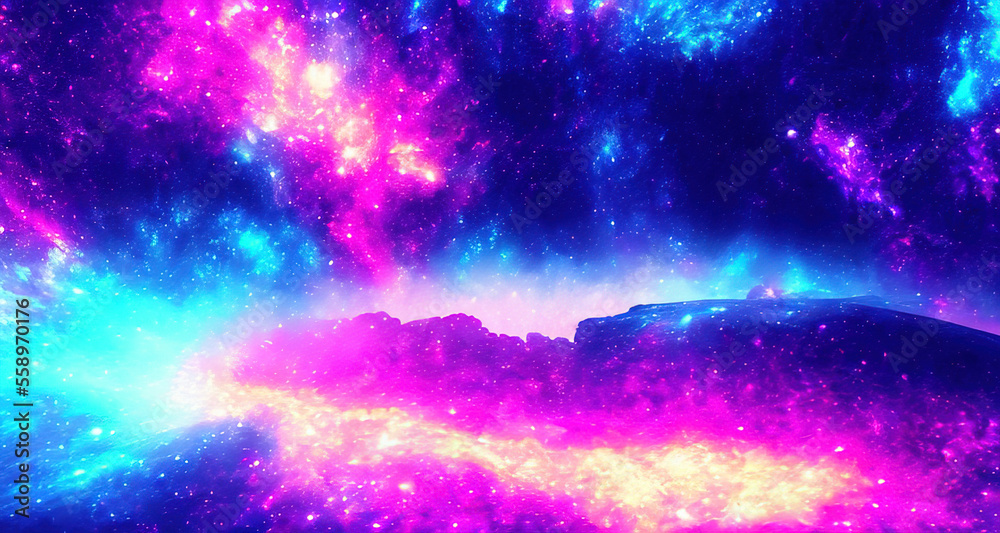 Fototapeta premium glitter neon color galaxy background