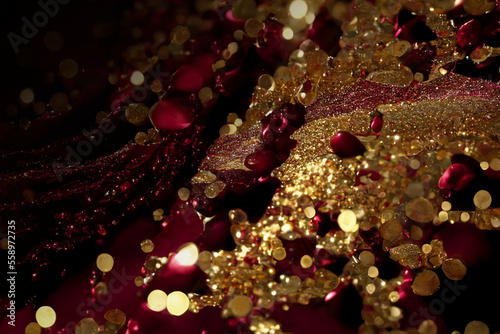 Abstract sparkle gold and burgundy glitter background  brilliant light AI Generated