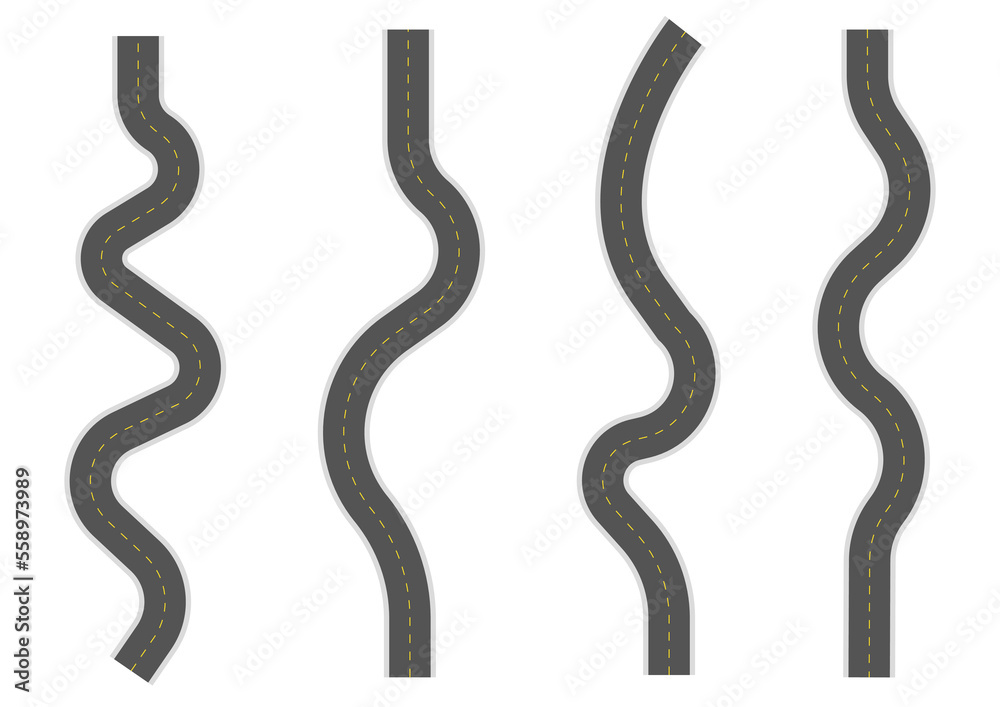 4 winding roads top view on transparent background Stock Vector | Adobe ...