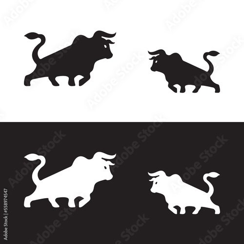 Bull animal vector logo design . icon logo . silhouette logo 