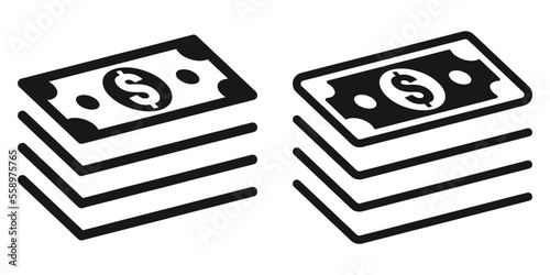 ofvs297 OutlineFilledVectorSign ofvs - dollar money paper banknotes vector icon . us bill . successful concept . isolated transparent . black outline and filled version . AI 10 / EPS 10 / PNG . g11637