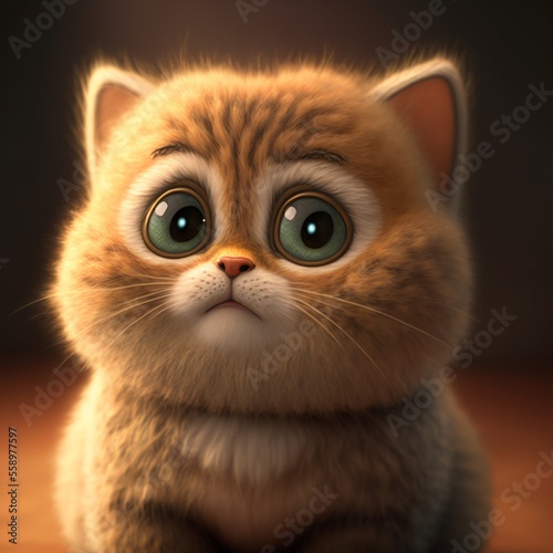 Illustration of a cute kitten - Isolated - Created with Generative AI Technology