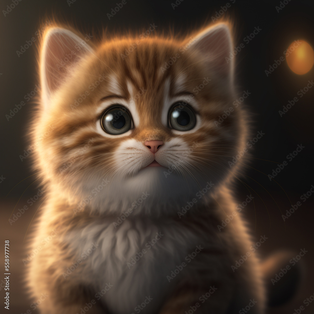 Illustration of a cute kitten - Isolated - Created with Generative AI Technology