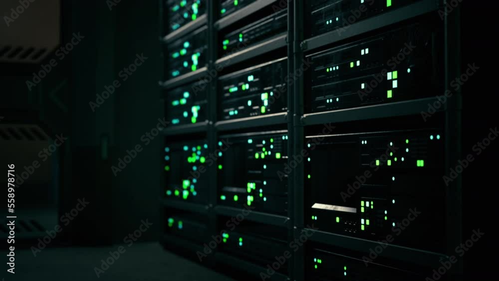big data dark server room with bright equipment big data dark server room with bright equipment